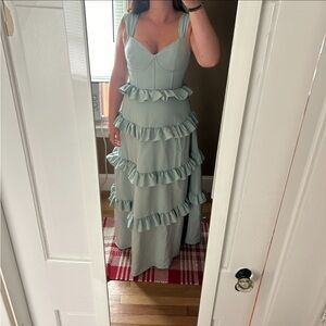 Revelry Sloane Chiffon dress in sage green